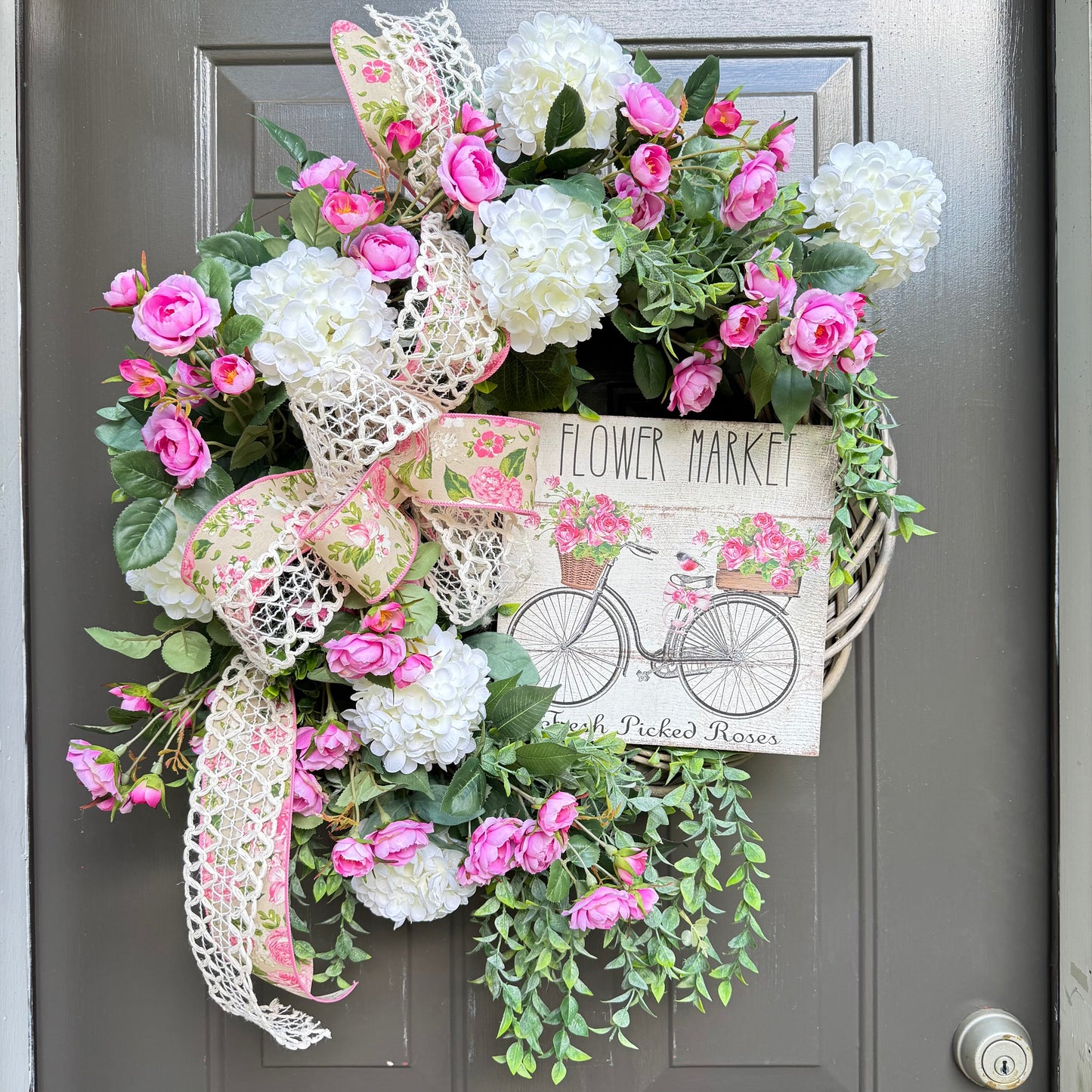 Handmade Flower Market Wreath – 24” x 30” x 10”