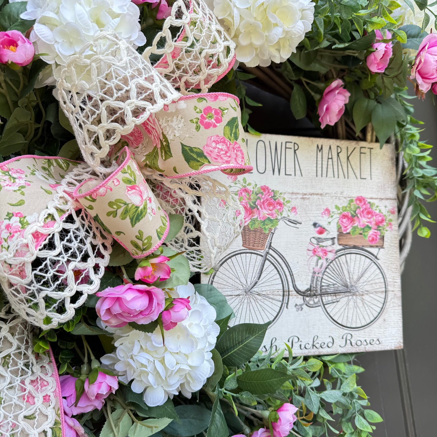 Handmade Flower Market Wreath – 24” x 30” x 10”