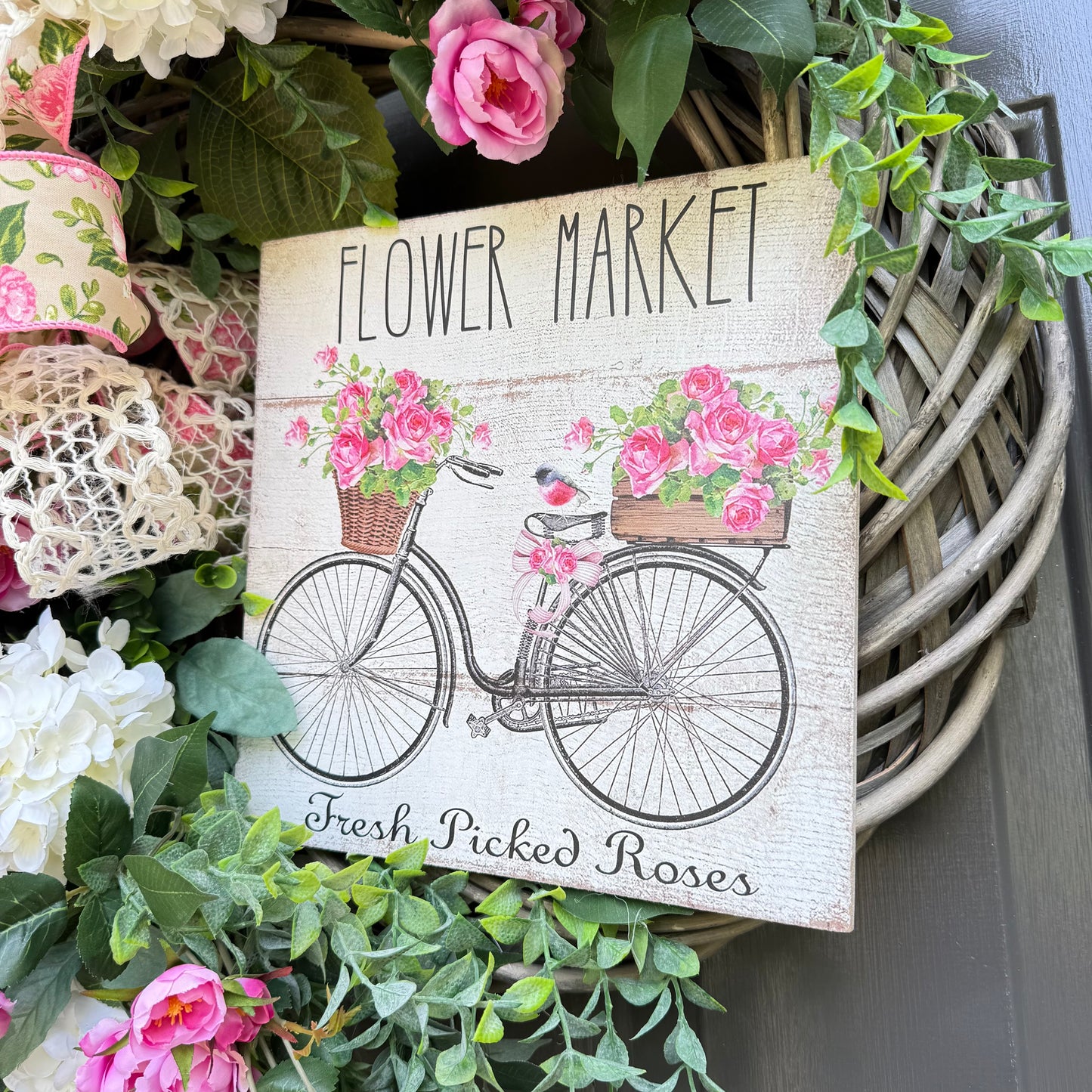 Handmade Flower Market Wreath – 24” x 30” x 10”