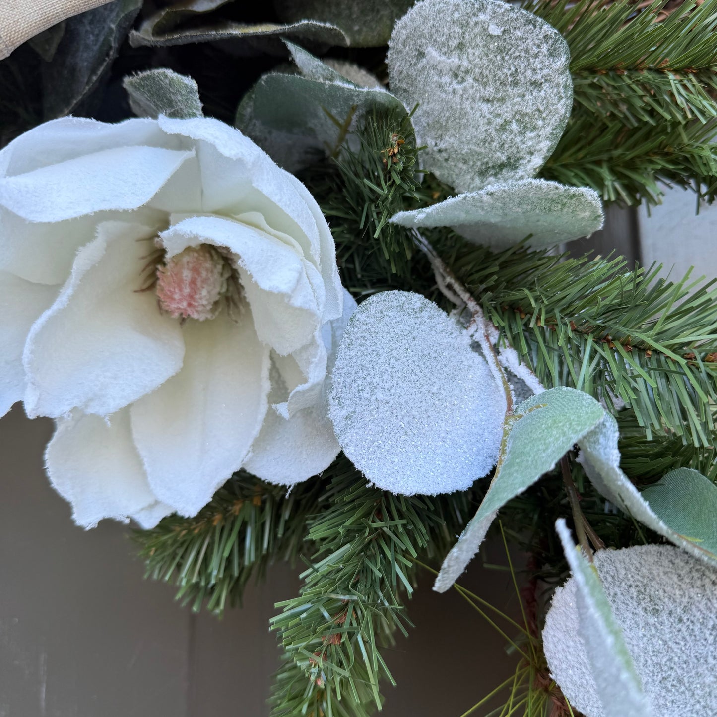 Winter Frosted Magnolia Wreath