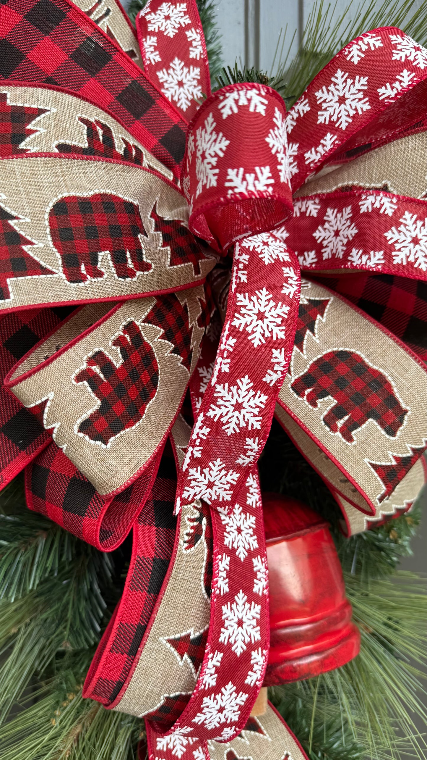Buffalo Plaid Christmas Swag with Rustic Bells