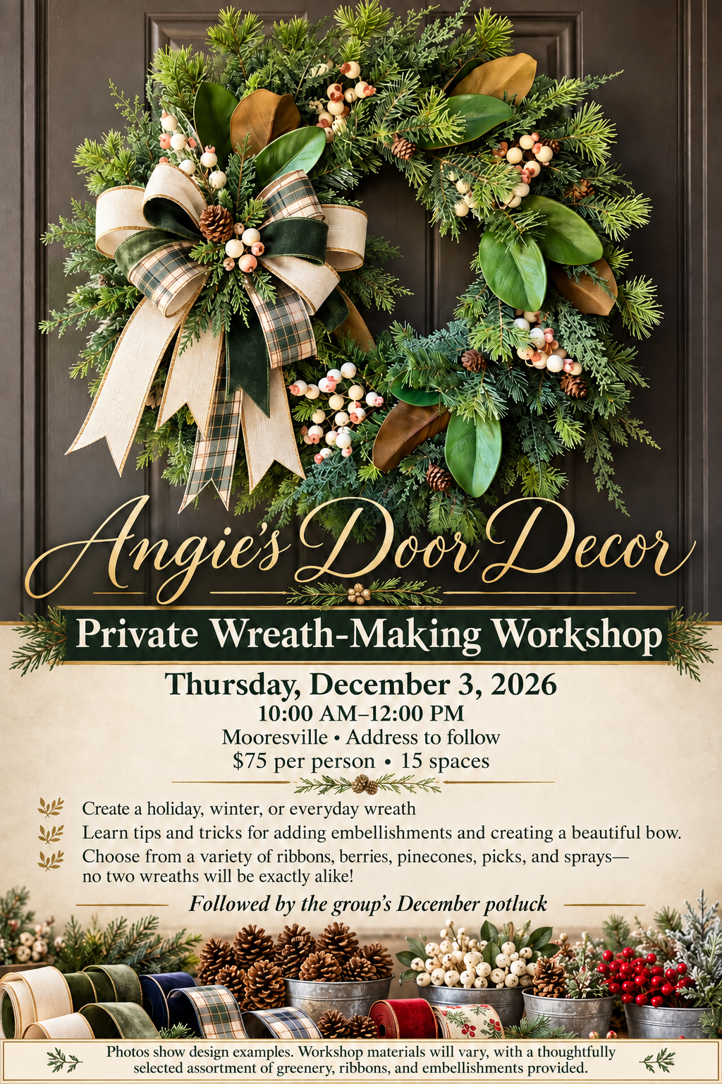 Private Wreath Making Workshop - December 3rd, 2026