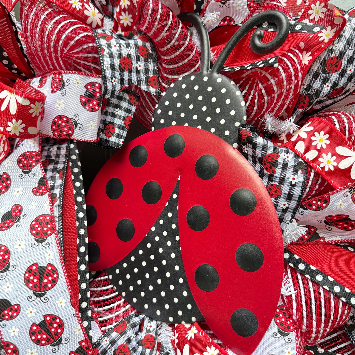Ladybug Deco Mesh Wreath - 26” Diameter