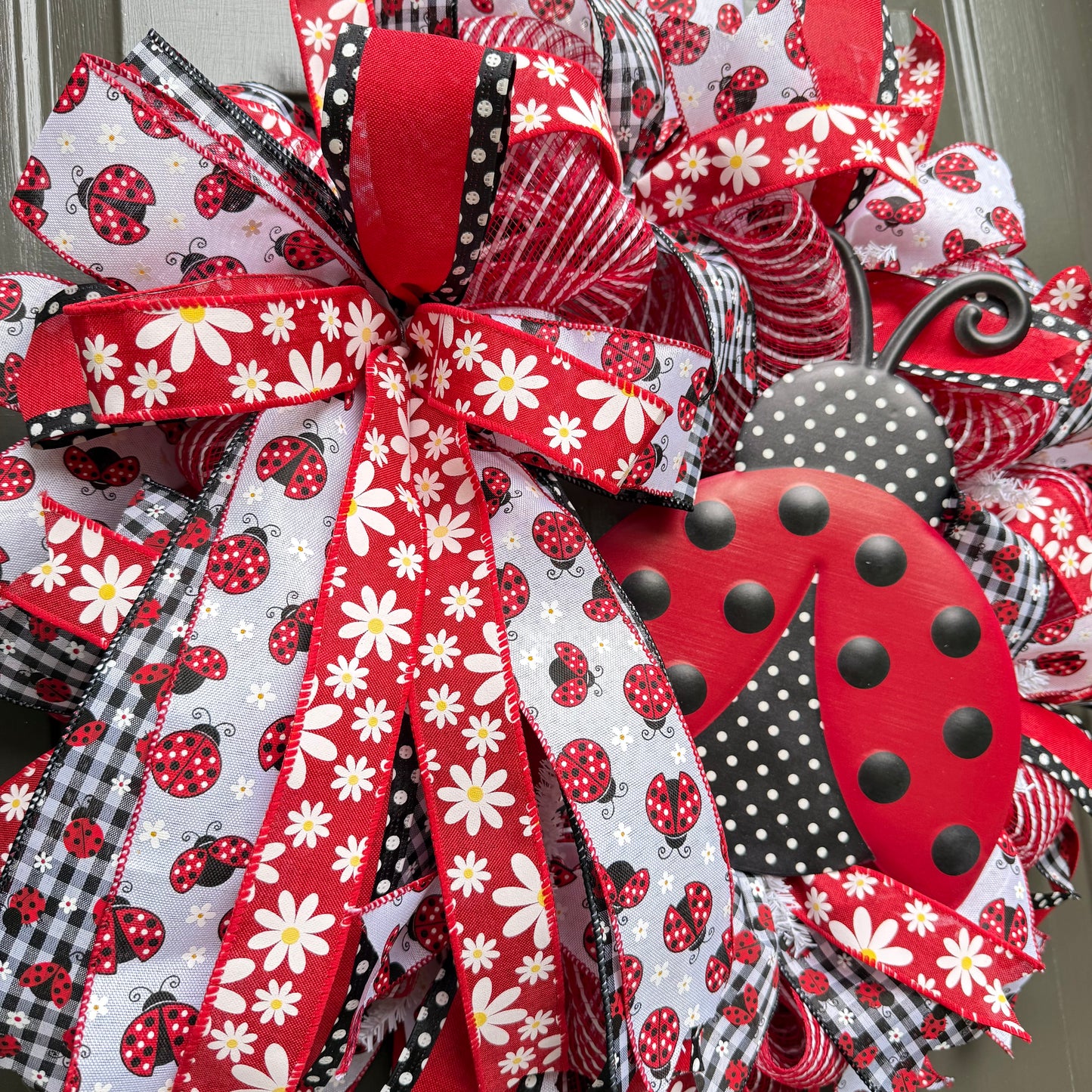 Ladybug Deco Mesh Wreath - 26” Diameter