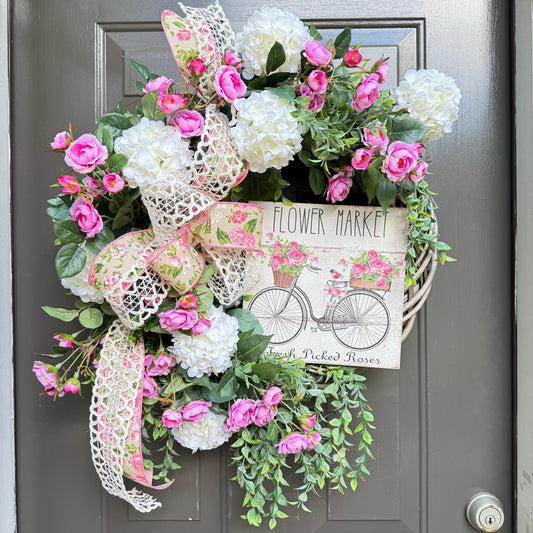 Handmade Flower Market Wreath – 24” x 30” x 10”