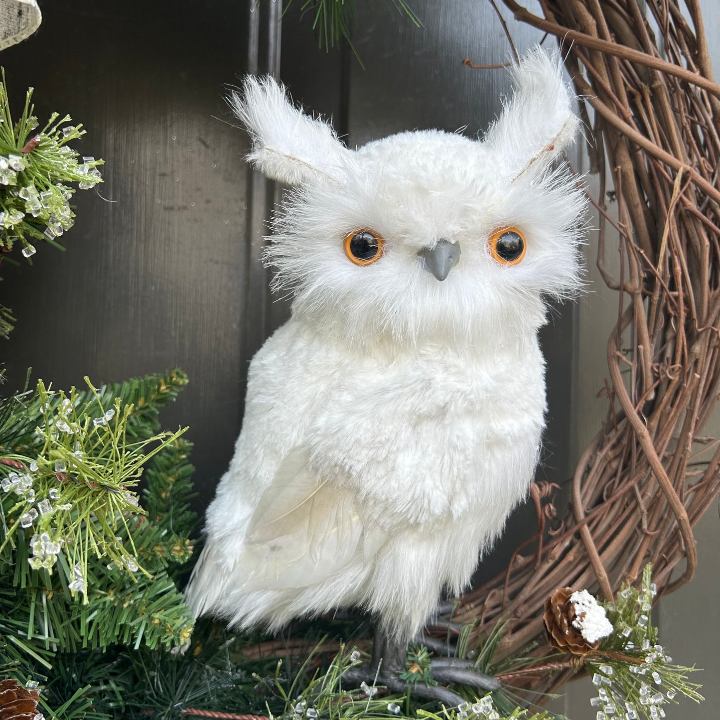 Winter Owl Wreath | Handmade Magnolia and Pine Wreath | 24” x 26”