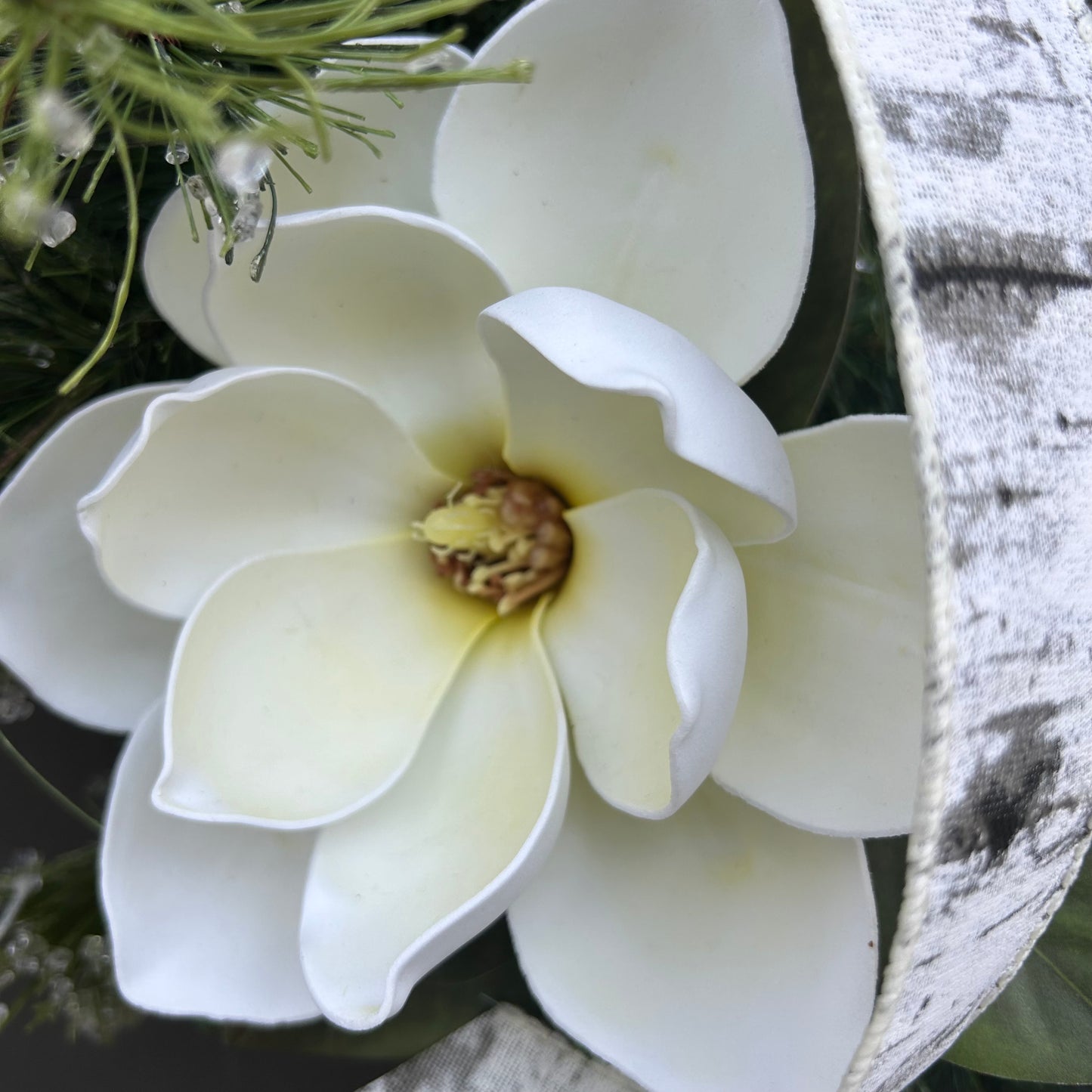 Winter Owl Wreath | Handmade Magnolia and Pine Wreath | 24” x 26”