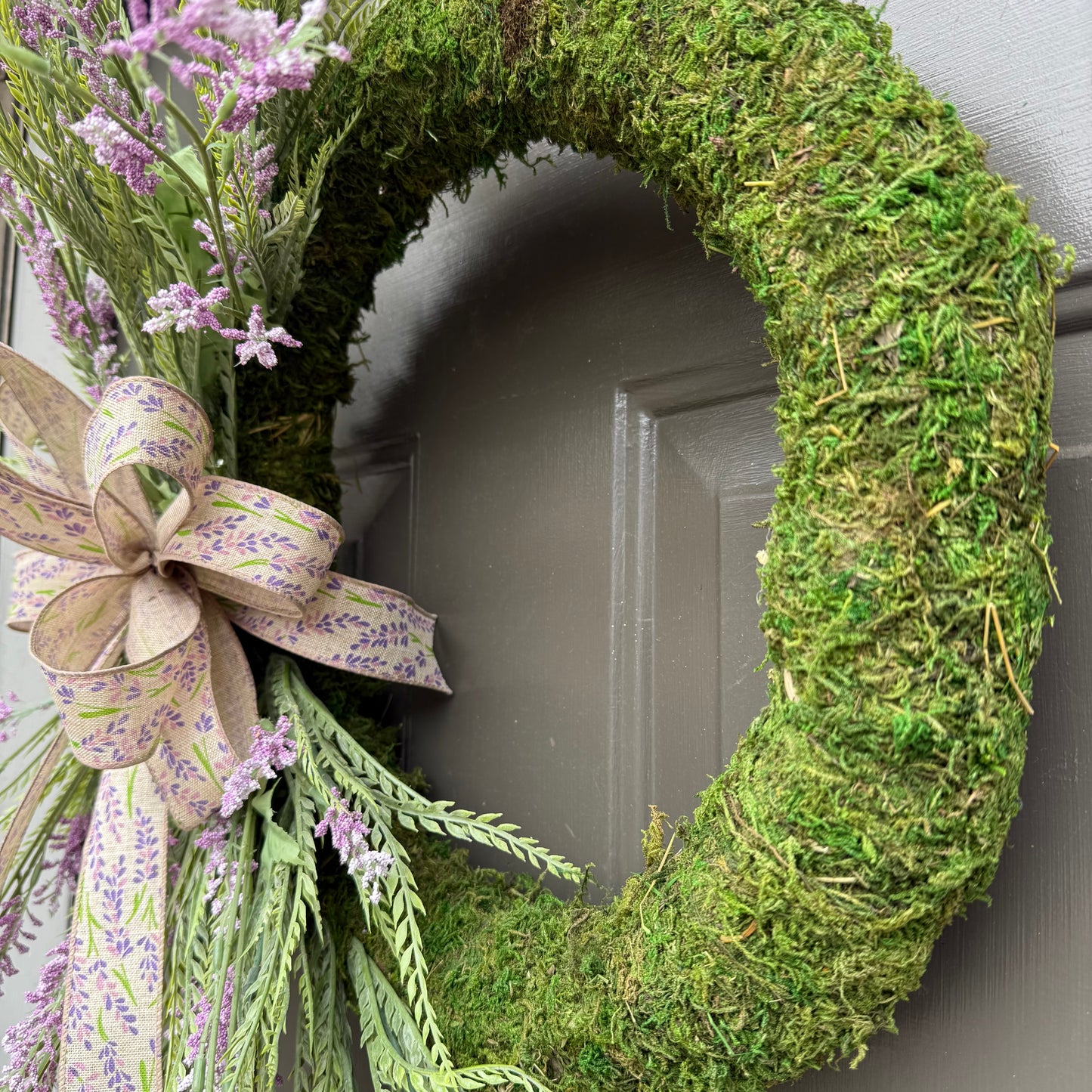 Lavender Moss Spring Wreath | Asymmetrical Door Wreath | Double Door Option Available