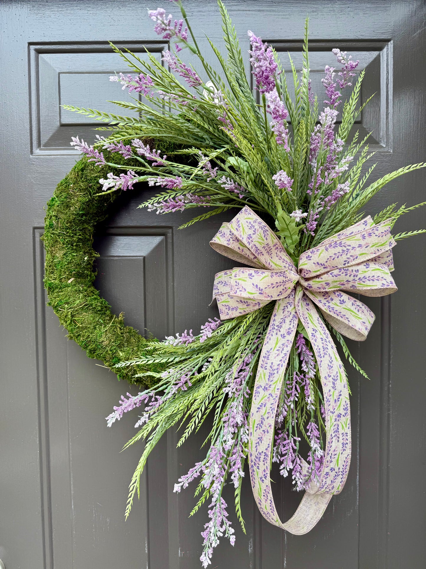 Lavender Moss Spring Wreath | Asymmetrical Door Wreath | Double Door Option Available