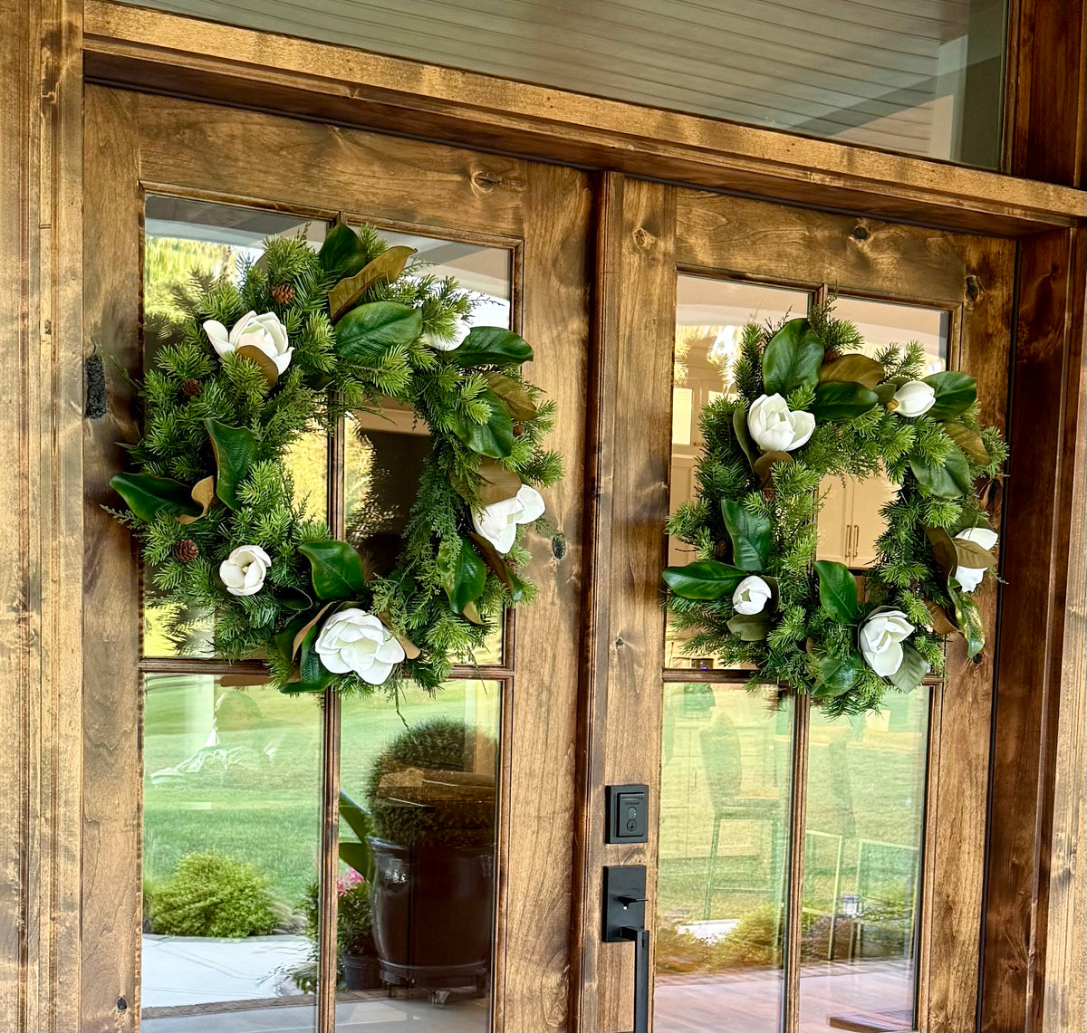 Real Touch Magnolia Wreath| Luxury Year-Round Front Door Wreath