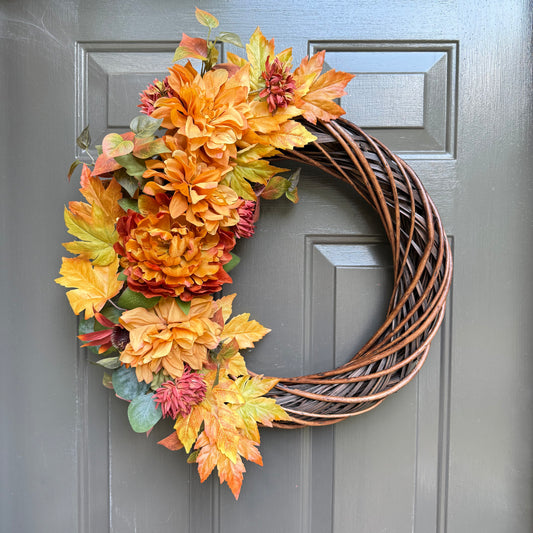 Rustic Fall Willow Wreath - Handmade Autumn Door Decor