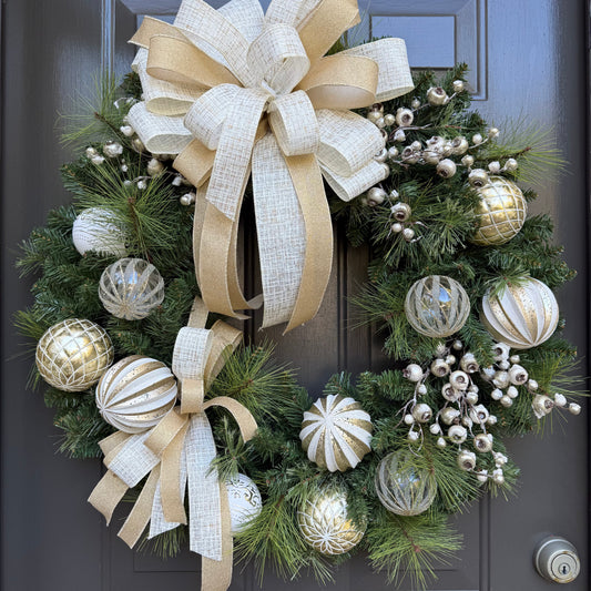 Elegant Gold and ivory Holiday Wreath