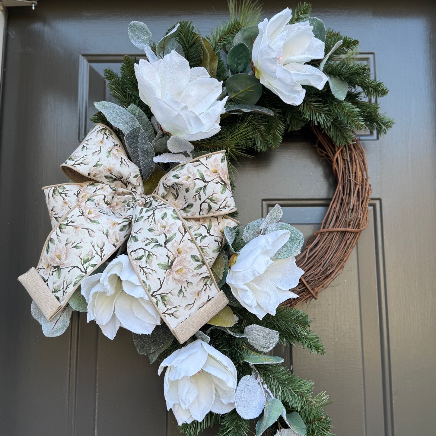 Winter Frosted Magnolia Wreath